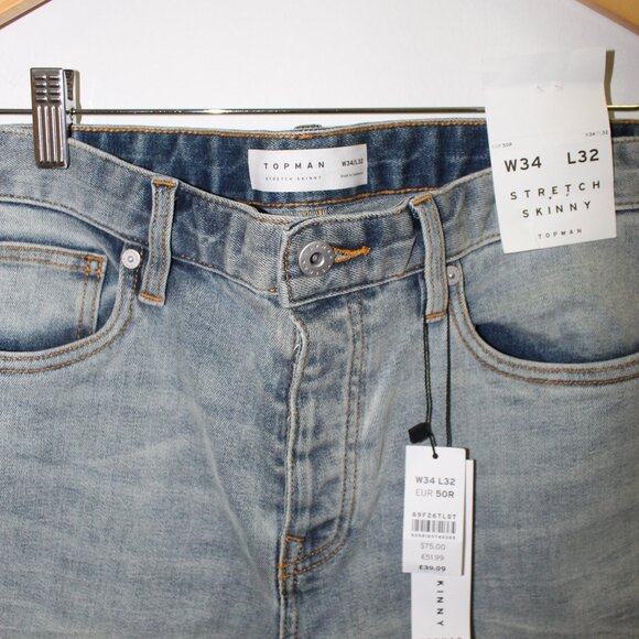 New Stretch Skinny Topman Ripped Jeans - 34*32 - Picture 4 of 7